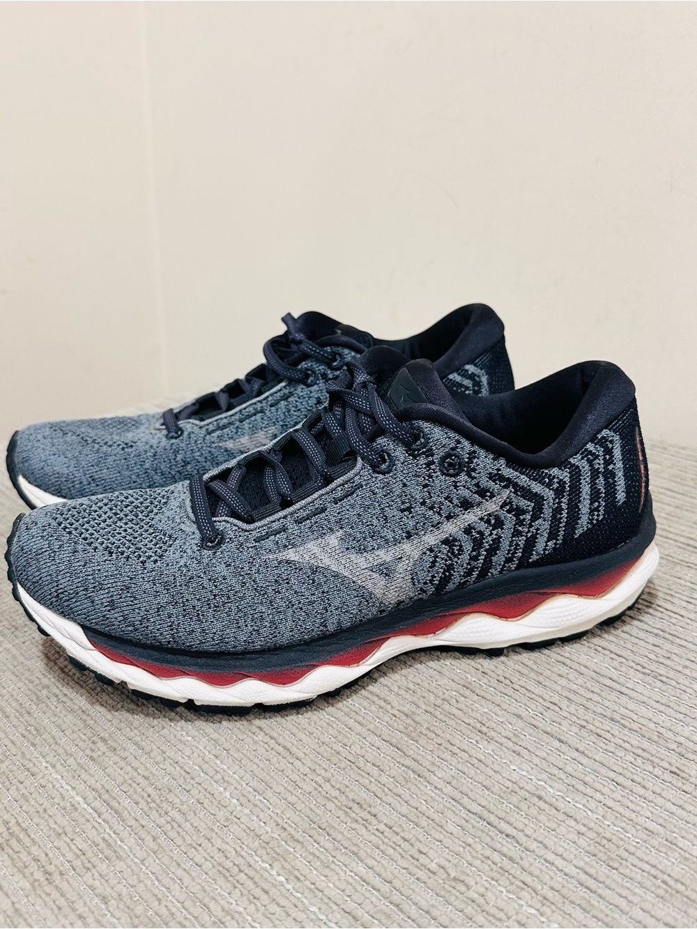 Mizuno Wave Sky Waveknit 3 Women's Running Shoes Size 8.5 Grey Blue J1GD192539